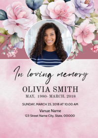 White Floral Memorial Service Program Template A6