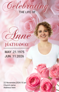 White Floral Memorial Service Tabloid template
