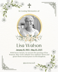 White Floral Memorial Tribute Instagram Portrait template