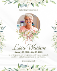 White Floral Memorial Tribute Instagram Portrait template
