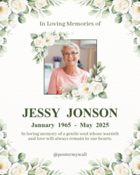 White Memorial Tribute Instagram Portrait Template