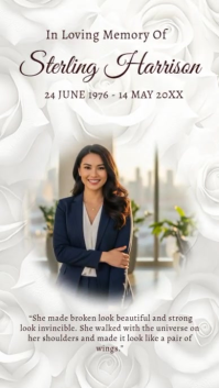White Memorial Tribute Instagram Story Template