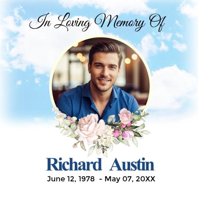 White Floral Memorial Tribute Square Video Template | PosterMyWall