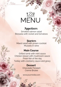 White Floral Menu A2 template
