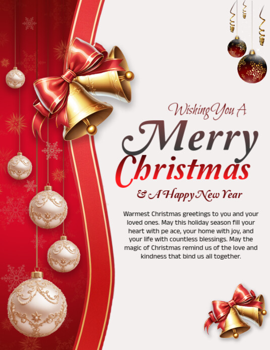Plantilla de White Floral Merry Christmas A4 Flyer (us Letter ...