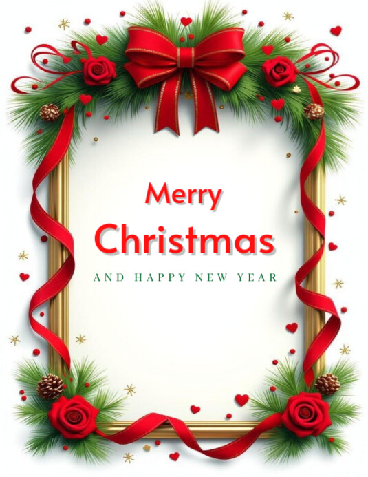 Copy of White Floral Merry Christmas And Happy New Year Flyer Flyer (us ...