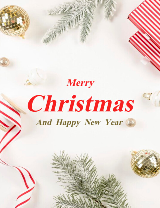 Modèle White Floral Merry Christmas And Happy New Year Flyer Flyer (us ...