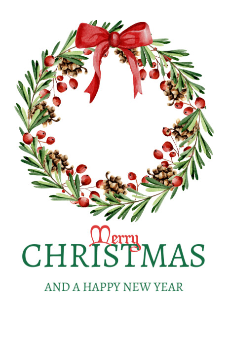 White Floral Merry Christmas And Happy New Year Poster Template ...