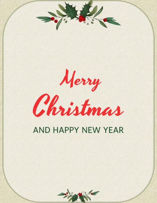 White Floral Merry Christmas And Happy New Year Flyer (us Letter ...