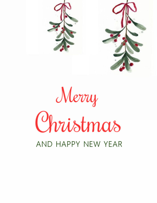 White Floral Merry Christmas And Happy New Year Flyer (us Letter ...