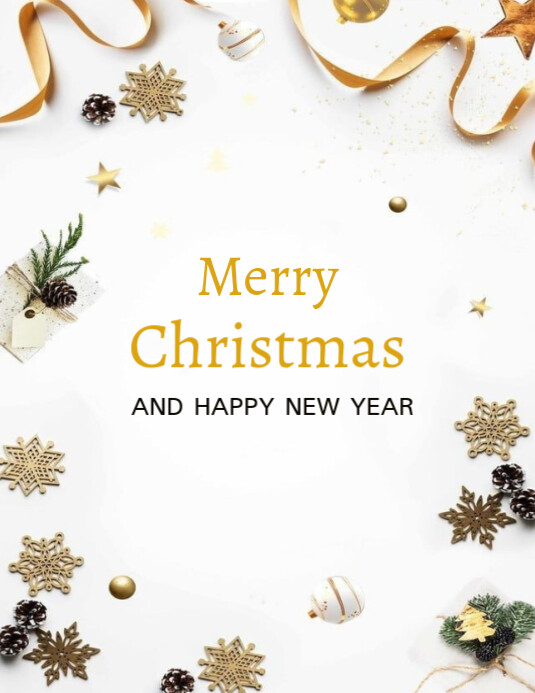 White Floral Merry Christmas And Happy New Year Flyer (us Letter ...