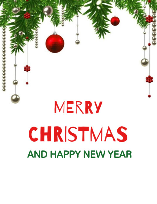 Copy of White Floral Merry Christmas And Happy New Year Flyer (us ...