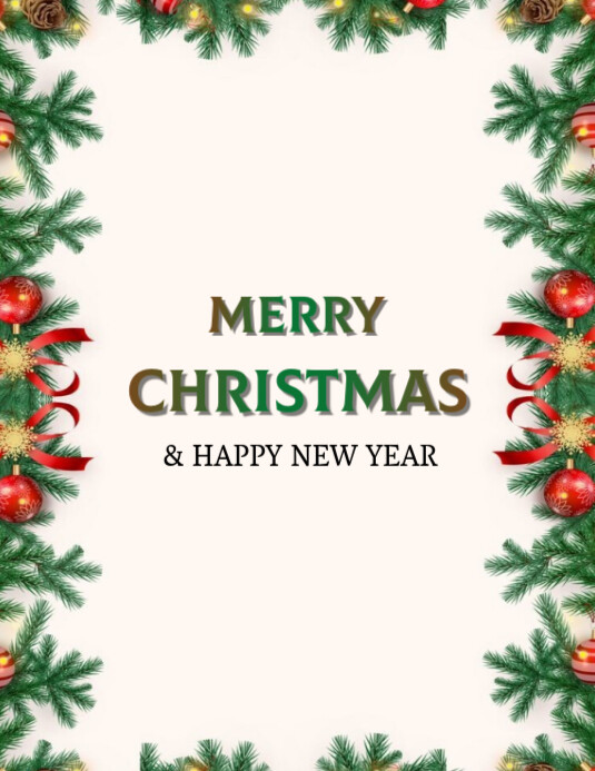 Copy of White Floral Merry Christmas And Happy New Year Flyer (us ...