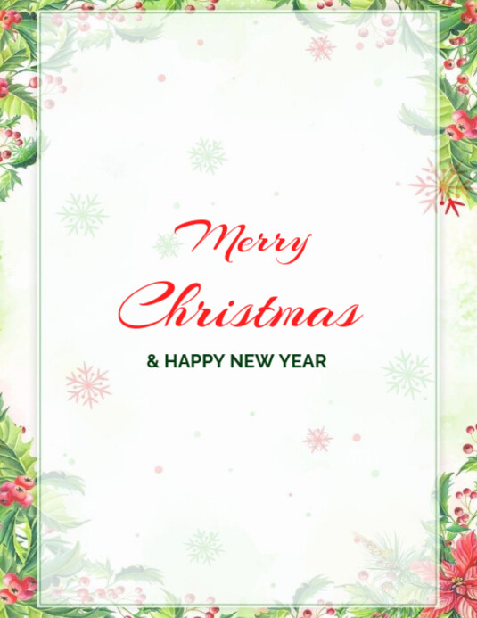 White Floral Merry Christmas And Happy New Year Flyer (us Letter ...