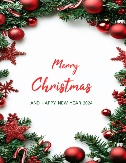 Copy of White Floral Merry Christmas And Happy New Year Flyer (us ...