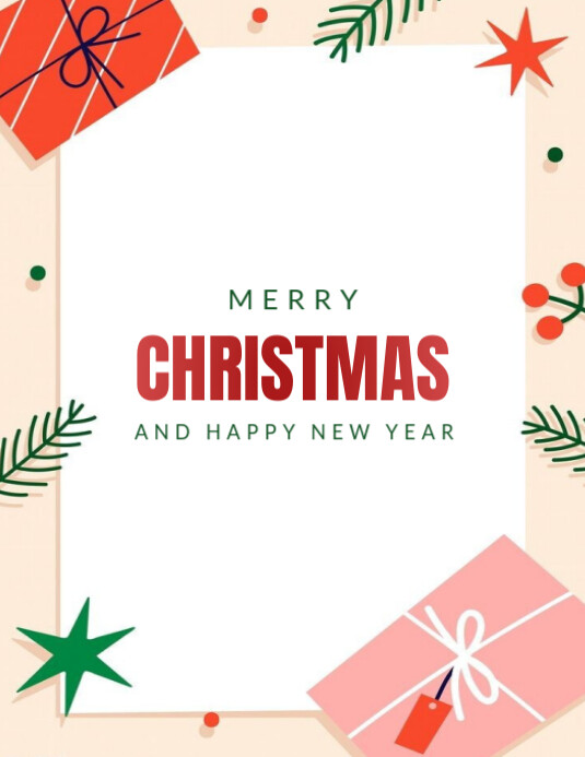 White Floral Merry Christmas And Happy New Year Flyer (us Letter ...