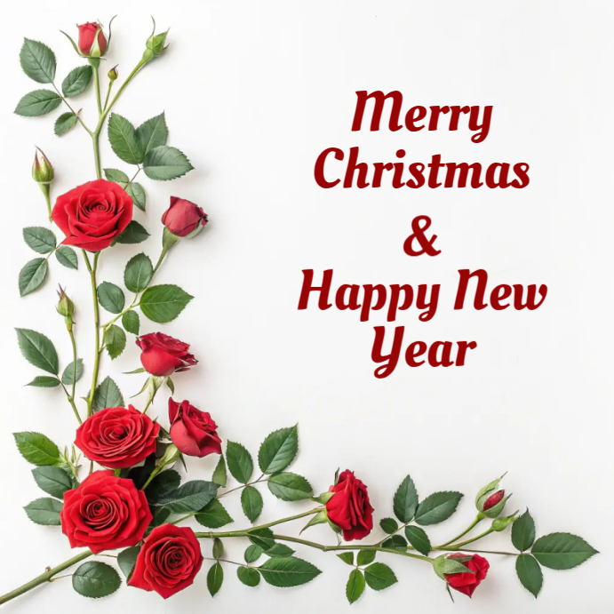 Copy of White Floral Merry Christmas And Happy New Year Greeting Card ...