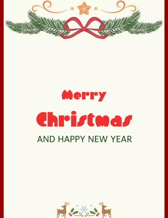White Floral Merry Christmas And Happy New Year Flyer (us Letter ...