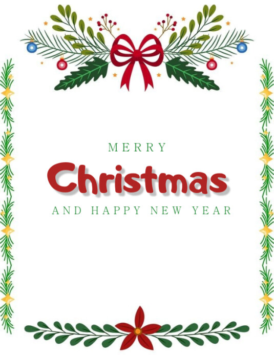 Copy of White Floral Merry Christmas And Happy New Year Flyer (us ...