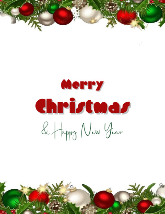 White Floral Merry Christmas And Happy New Year Flyer (us Letter ...