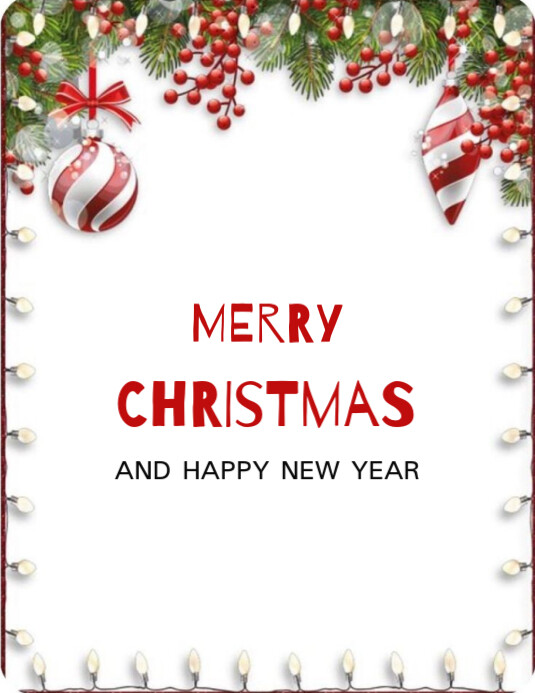 White Floral Merry Christmas And Happy New Year Flyer (us Letter ...