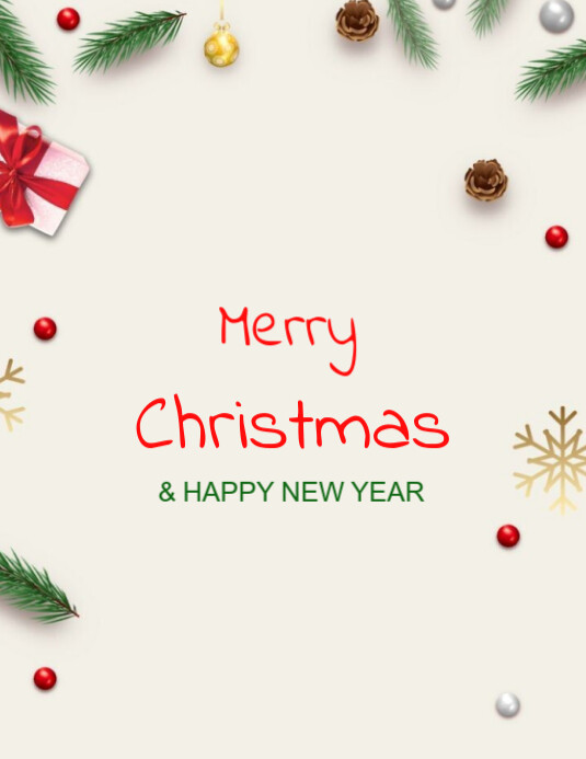 Copy of White Floral Merry Christmas And Happy New Year Flyer (us ...