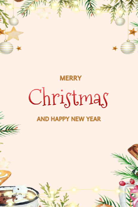 White Floral Merry Christmas And Happy New Year Poster Template ...