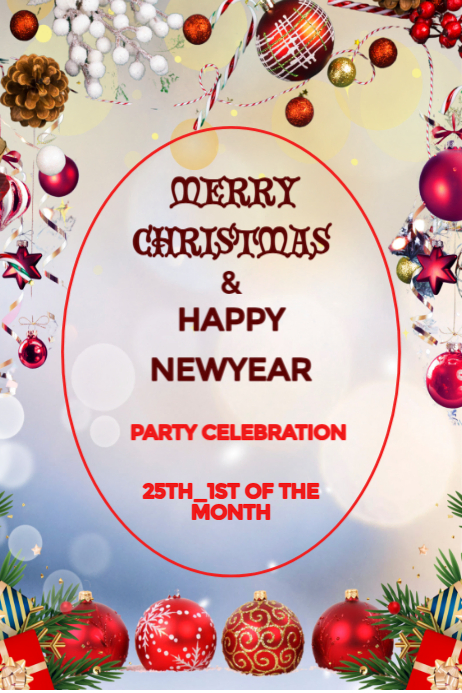 White Floral Merry Christmas And Happy New Year Poster Template ...
