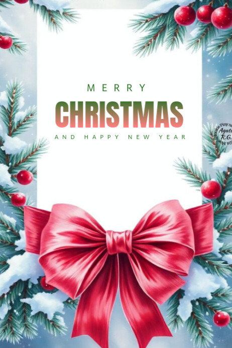 Plantilla de White Floral Merry Christmas And Happy New Year Poster ...