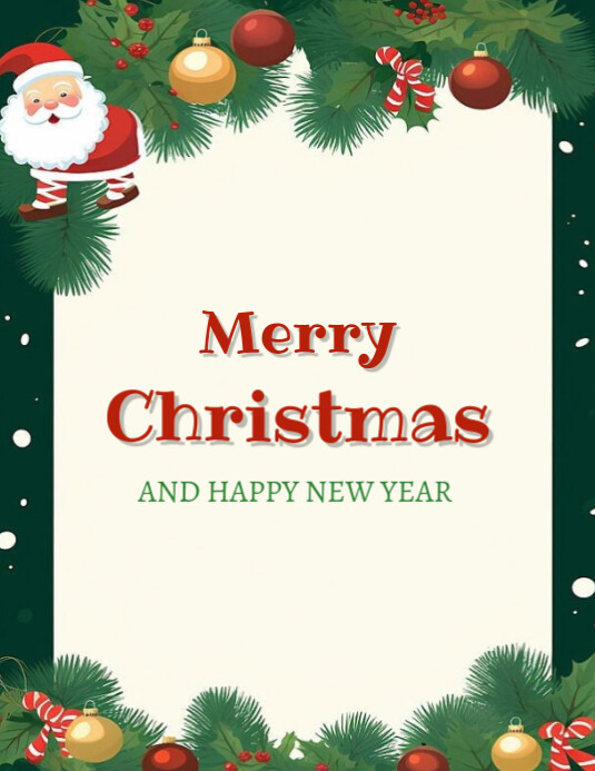White Floral Merry Christmas And Happy New Year Flyer (us Letter ...