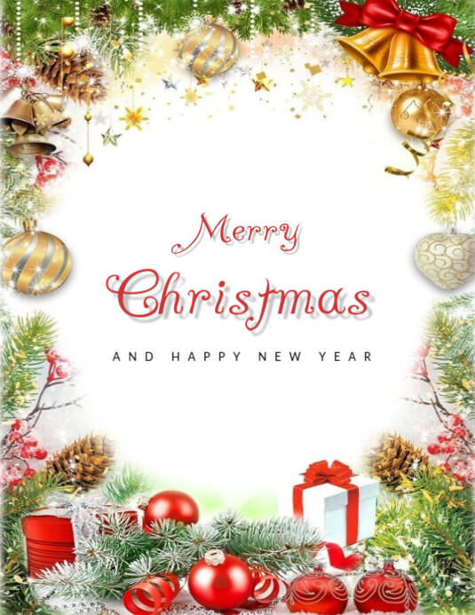 White Floral Merry Christmas And Happy New Year Flyer (us Letter ...