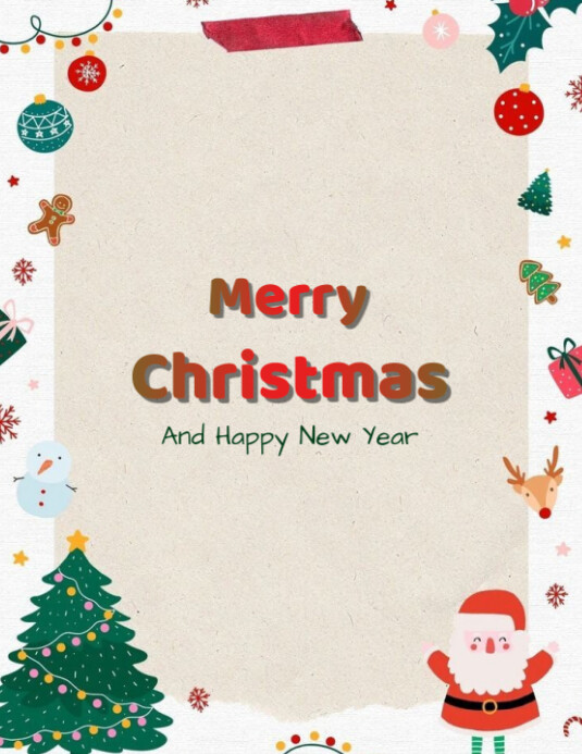 Plantilla de White Floral Merry Christmas And Happy New Year Flyer (us ...