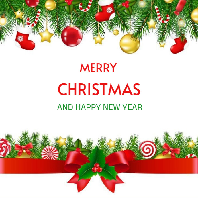 White Floral Merry Christmas And Happy New Year Instagram Post Template ...