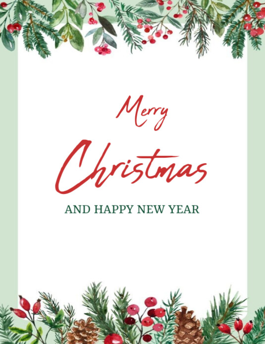 Copy of White Floral Merry Christmas And Happy New Year Flyer (us ...