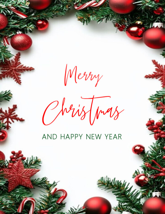 Copy of White Floral Merry Christmas And Happy New Year Flyer (us ...