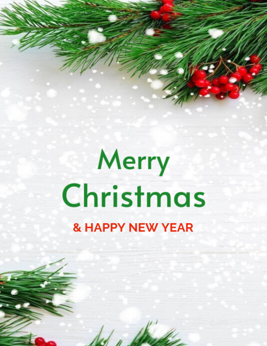 White Floral Merry Christmas And Happy New Year Flyer (us Letter ...