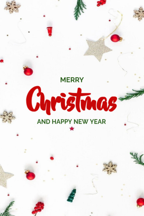Copy of White Floral Merry Christmas And Happy New Year Poster ...