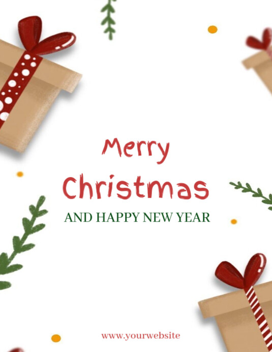 White Floral Merry Christmas And Happy New Year Flyer (us Letter ...