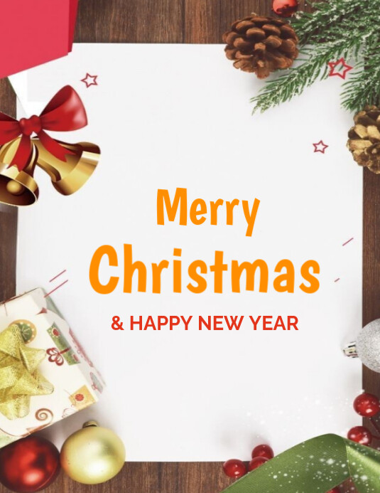 White Floral Merry Christmas And Happy New Year Flyer (us Letter ...