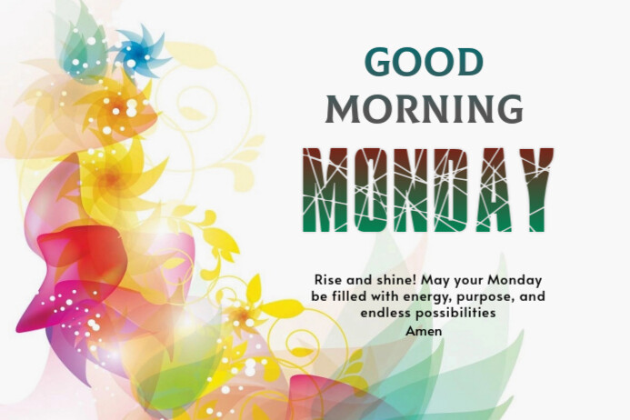 White Floral Monday Label Template | PosterMyWall