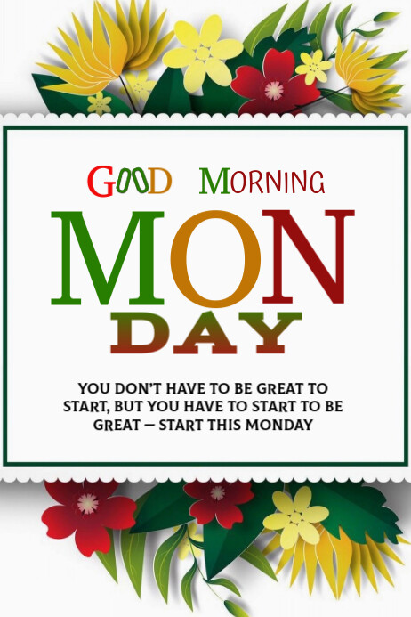 White Floral Monday Post Poster Plakkaat template