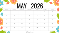 White Floral Monthly Calendar Presentation template