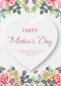 White Floral Mother's Day A4 template