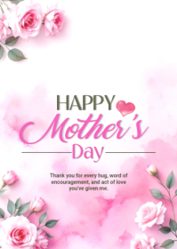 White Floral Mother's Day A6 template
