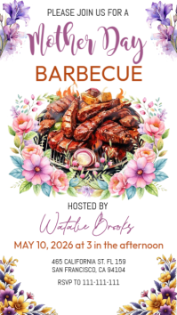 White Floral Mother's Day Barbecue Instagram Story template
