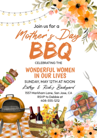 White Floral Mother's Day BBQ A4 template