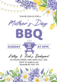 White Floral Mother's Day BBQ A4 template