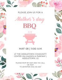 White Floral Mother's Day BBQ Flyer Volante (Carta US) template