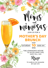 White Floral Mother's Day Brunch A4 template