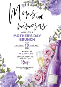 White Floral Mother's Day Brunch A6 template